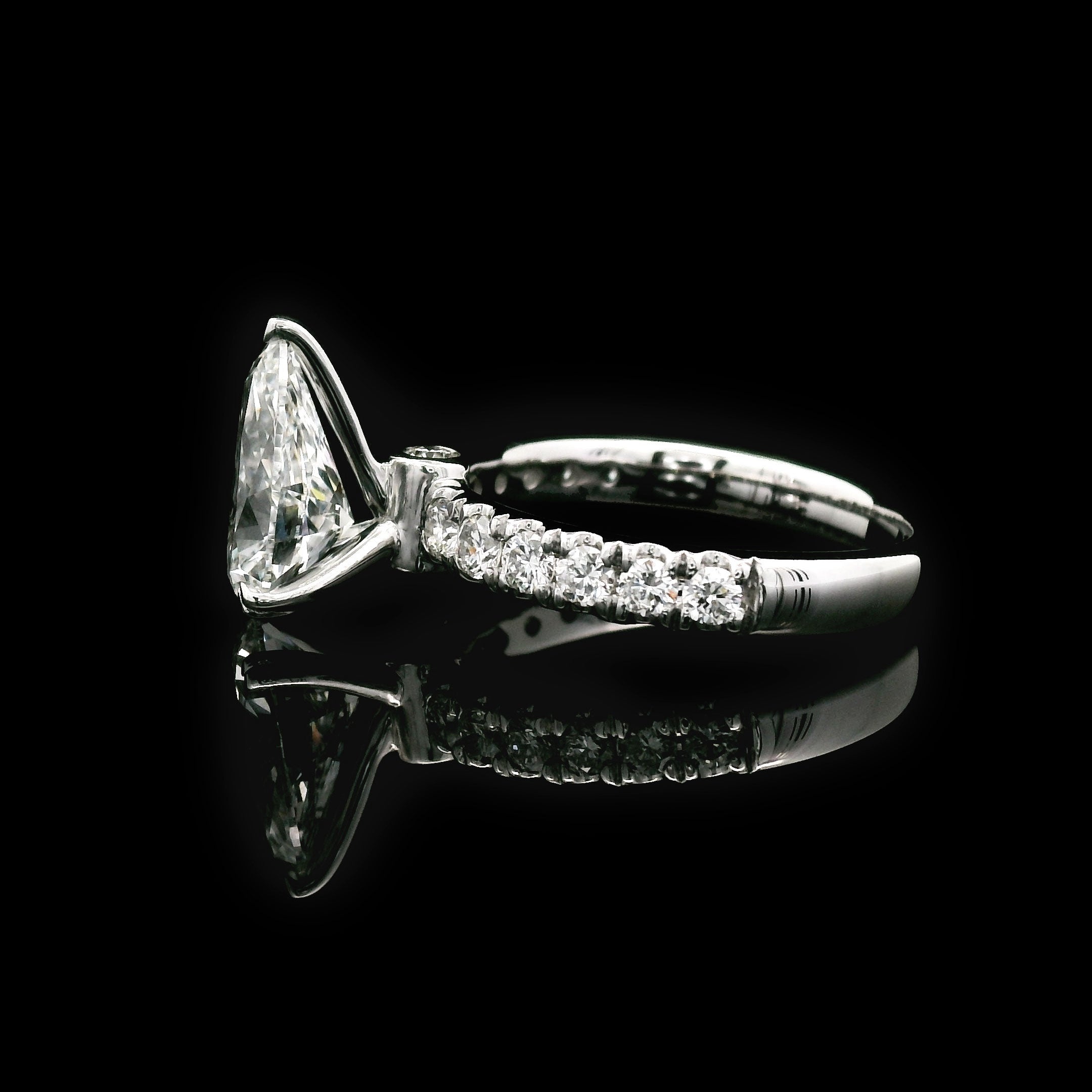 Lab-created 2ct Pear Shaped Solitaire Diamond Engagement Ring side